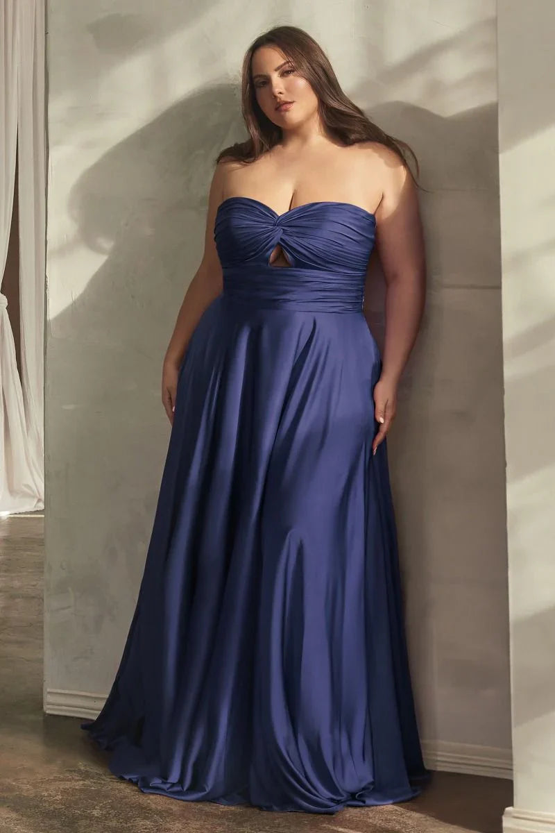 Madigan Gown STRAPLESS A LINE SOFT SATIN KEYHOLE DRESS