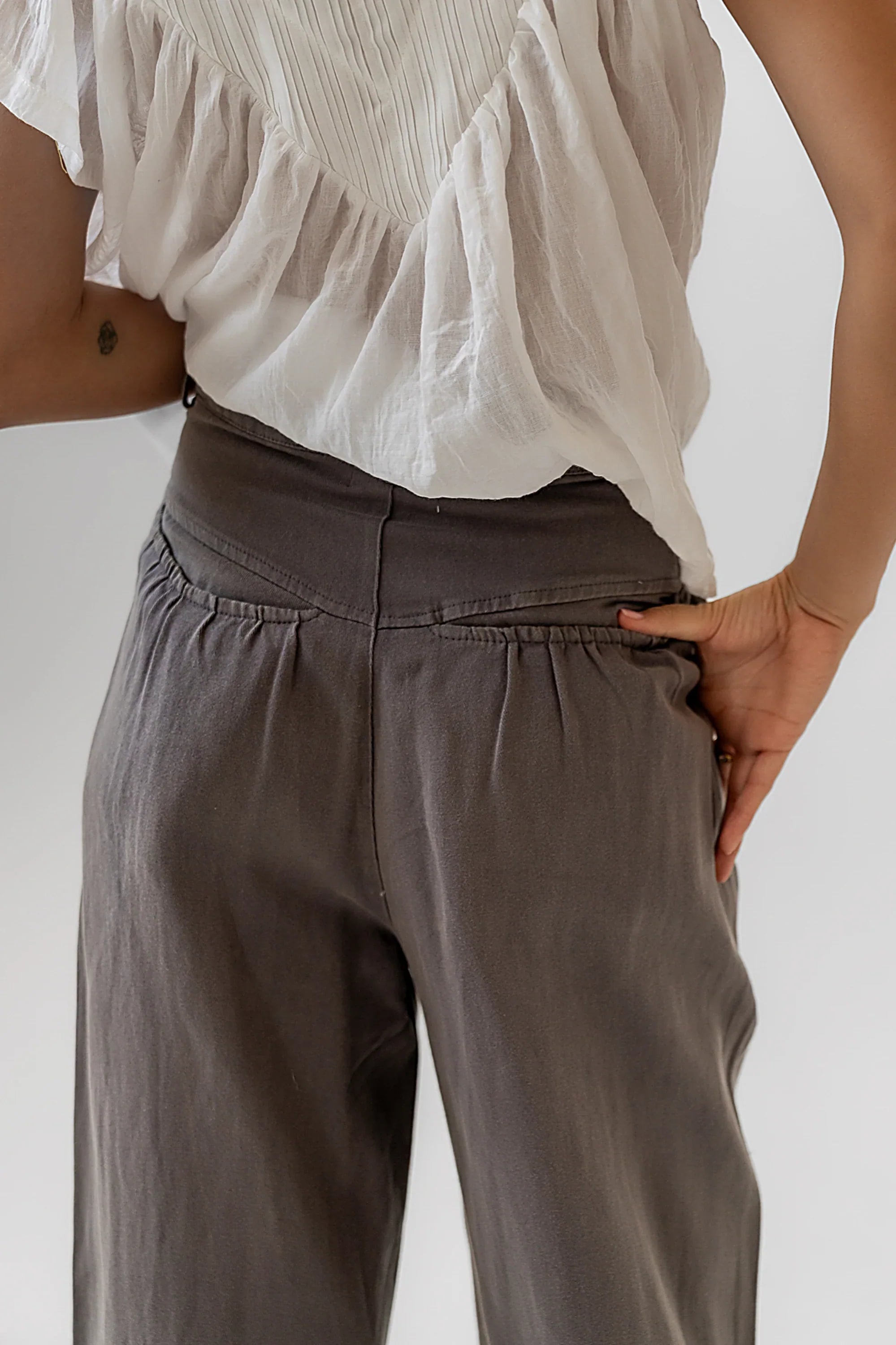 Casey Cropped Wide Leg Pants in Grey FINAL SALE