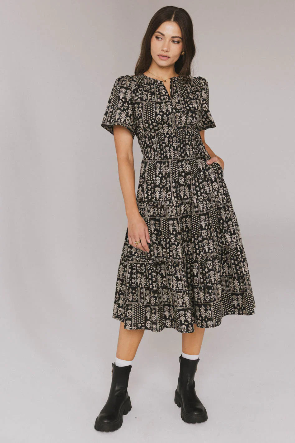 Sandra Smocked Waist Midi Dress FINAL SALE