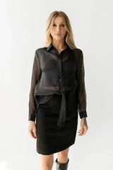 Liberty Sheer Button Up Blouse in Black FINAL SALE