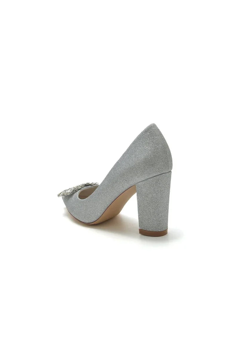 Gold Crystal Pumps with Rhinestone