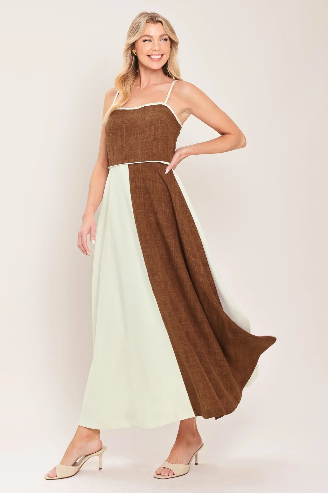 SIENNA FORM COLOR BLOCK MIDI DRESS