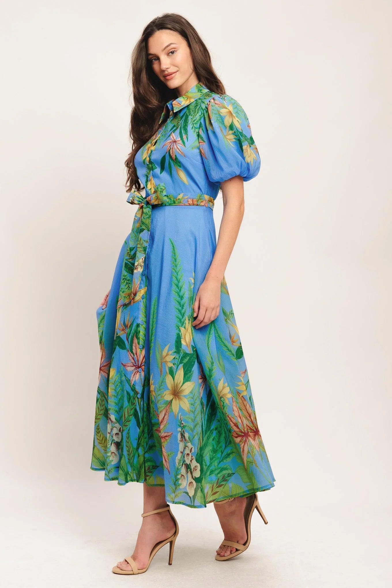 PALM SERENADE BLUE MIDI DRESS