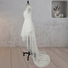 A Line Polka Dot Illusion Charm Asymmetrical Wedding Dress