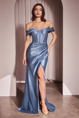 Lucienne Gown Off the Shoulder Satin Bustier Gown