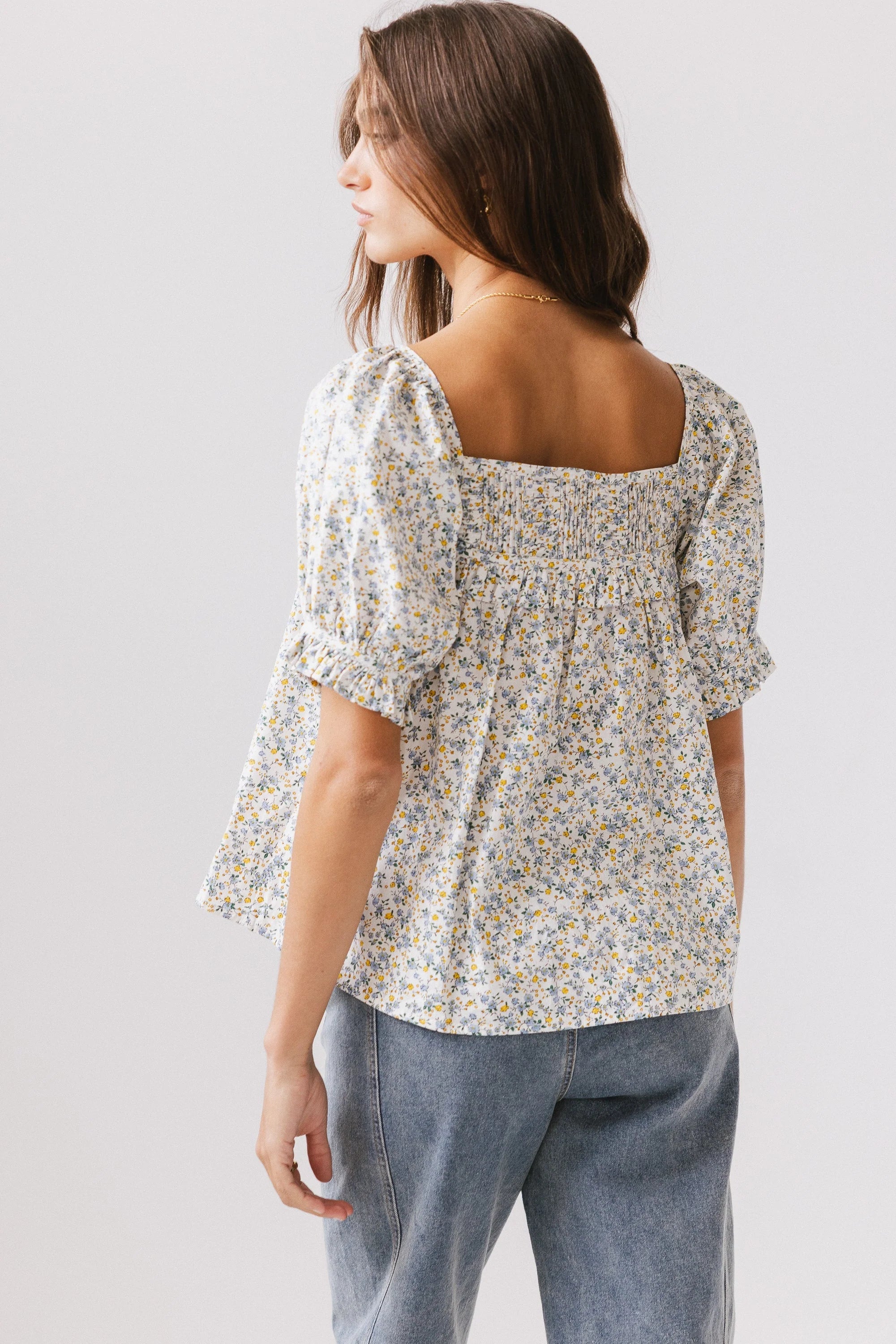 Tiffany Floral Blouse in Blue FINAL SALE