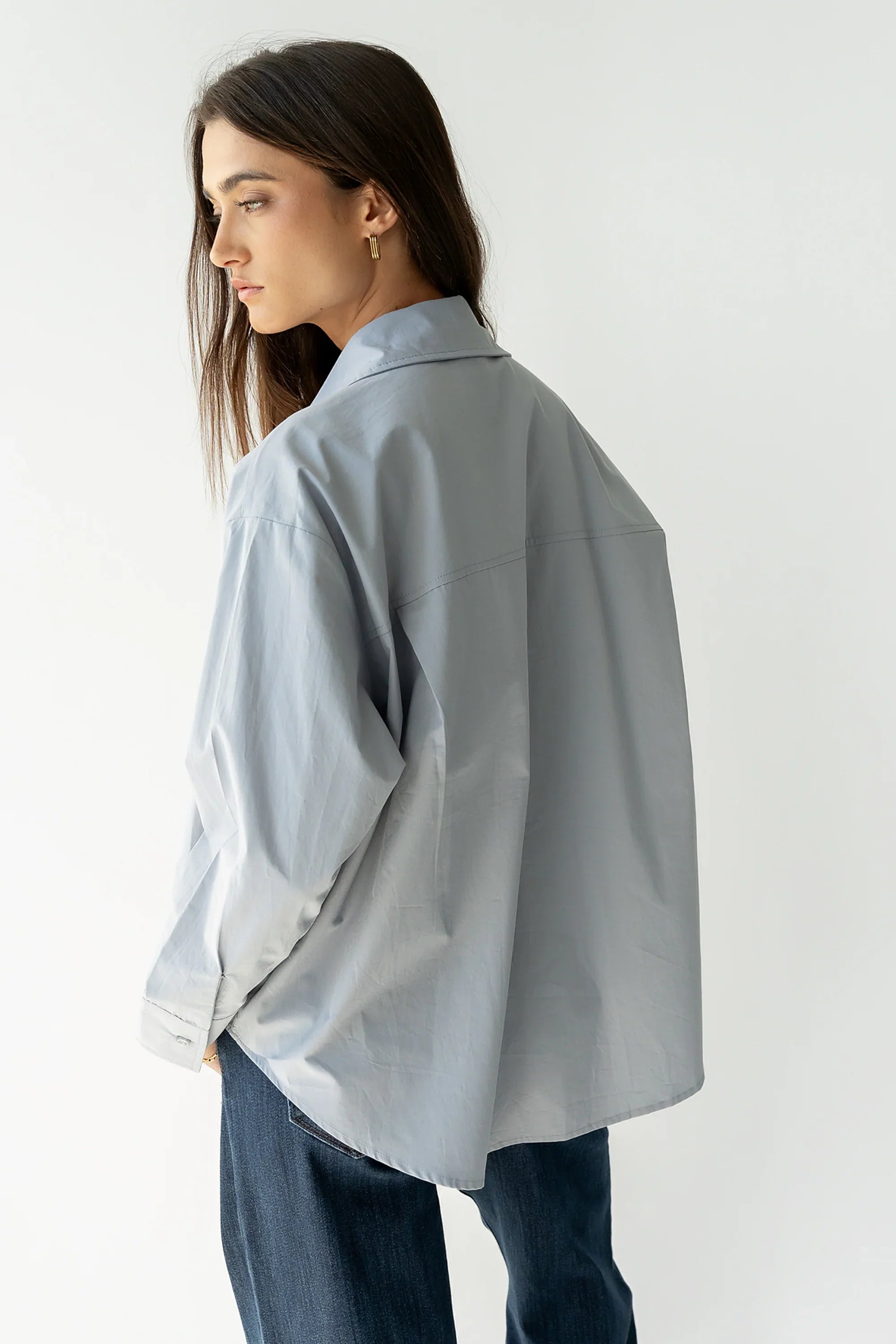 Markell Oversized Button Up in Blue