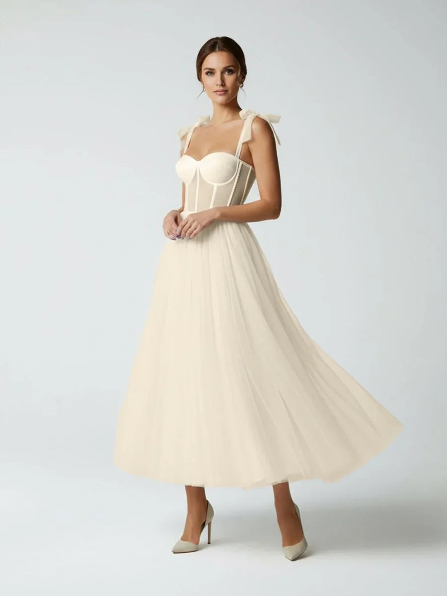 Sex Short White Wedding Dresses With Tulle Tea Length