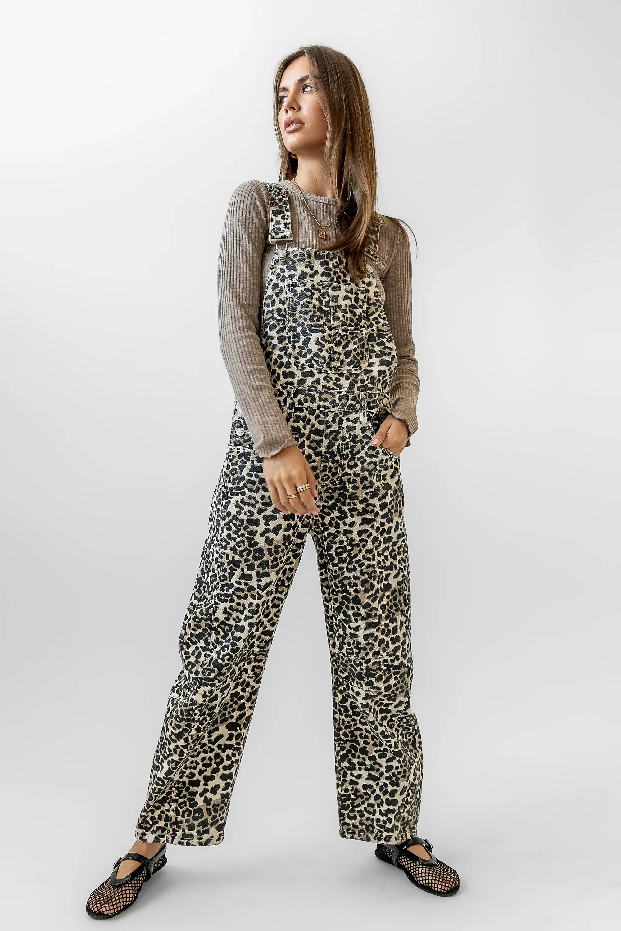 Tansy Denim Overalls in Leopard FINAL SALE