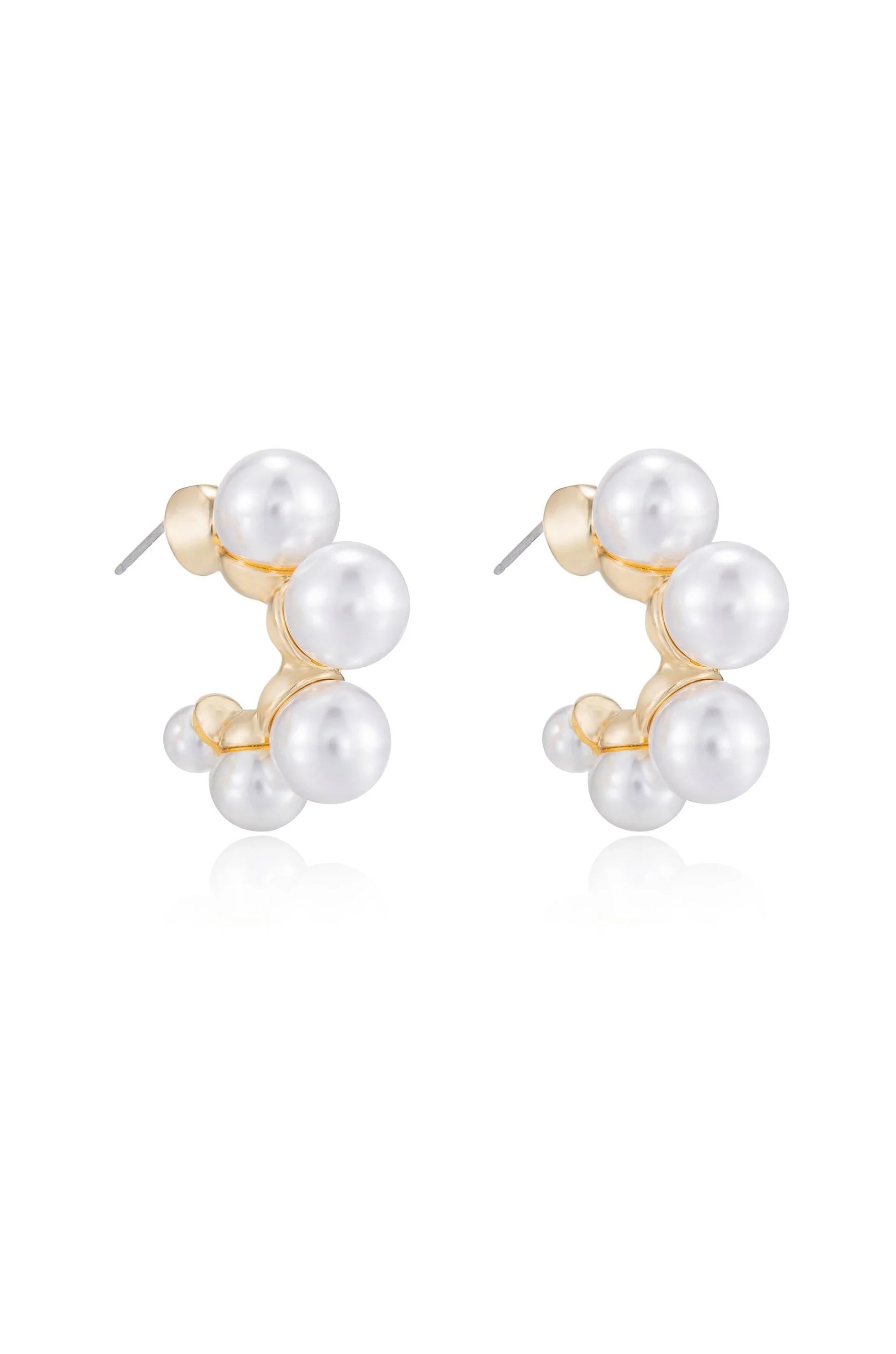 Five Pearls Hoop Earrings