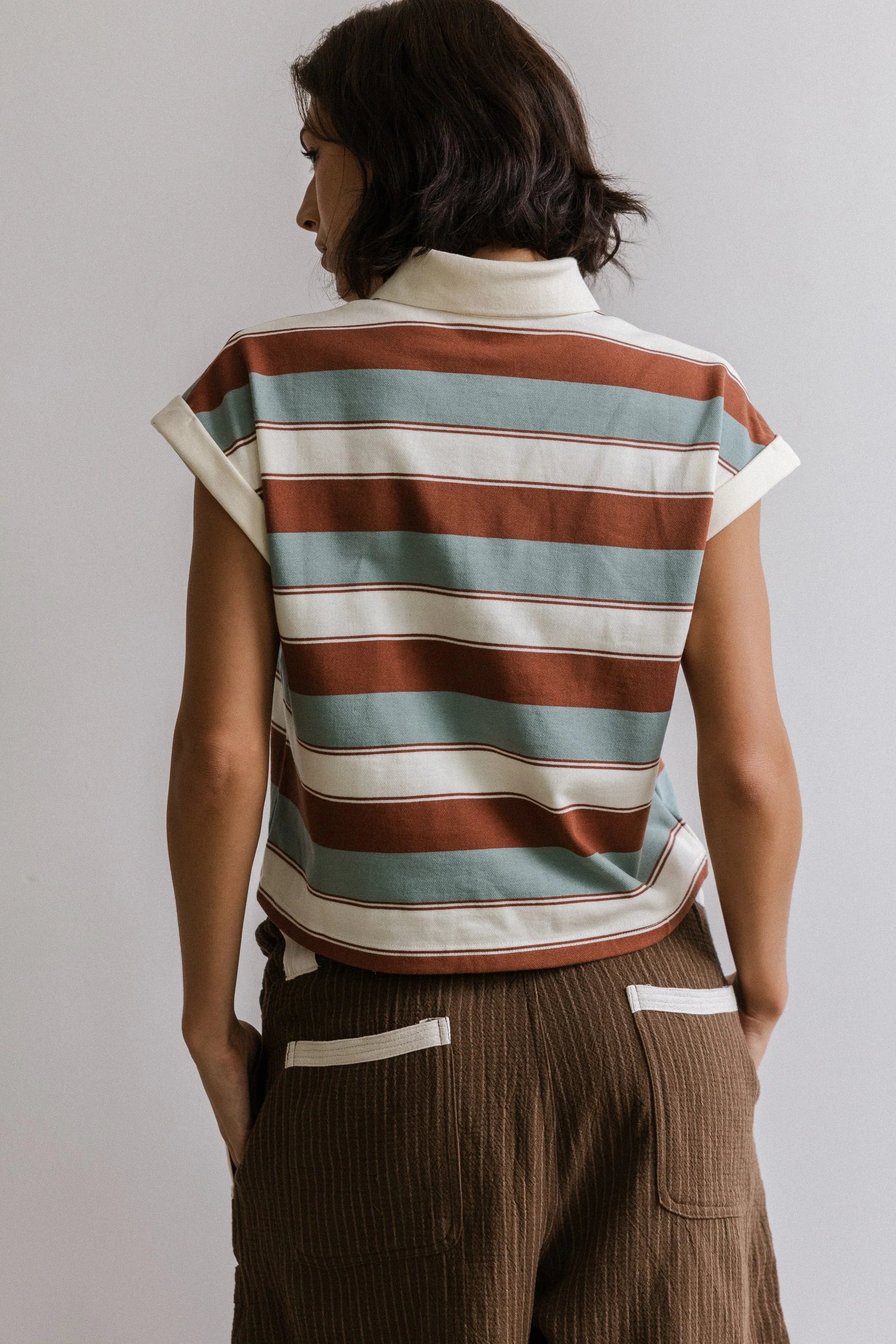 Niko Striped Top in Camel