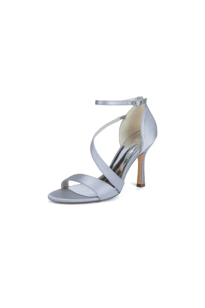 Ankle Strap Satin Stiletto Sandals