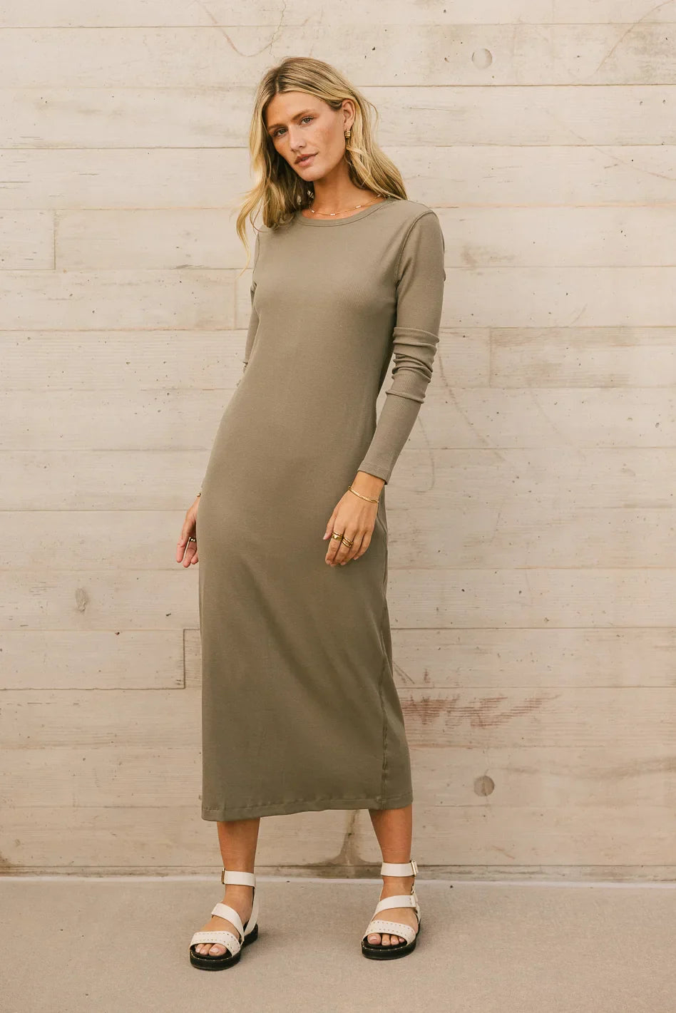 Hollis Ribbed Dress in Olive FINAL SALE