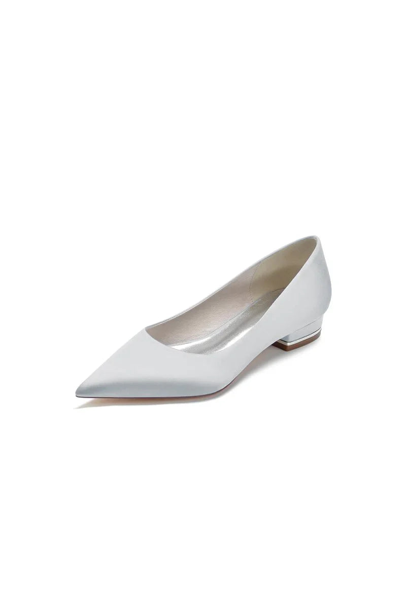 Simple Pointed Toe Satin Low Heels