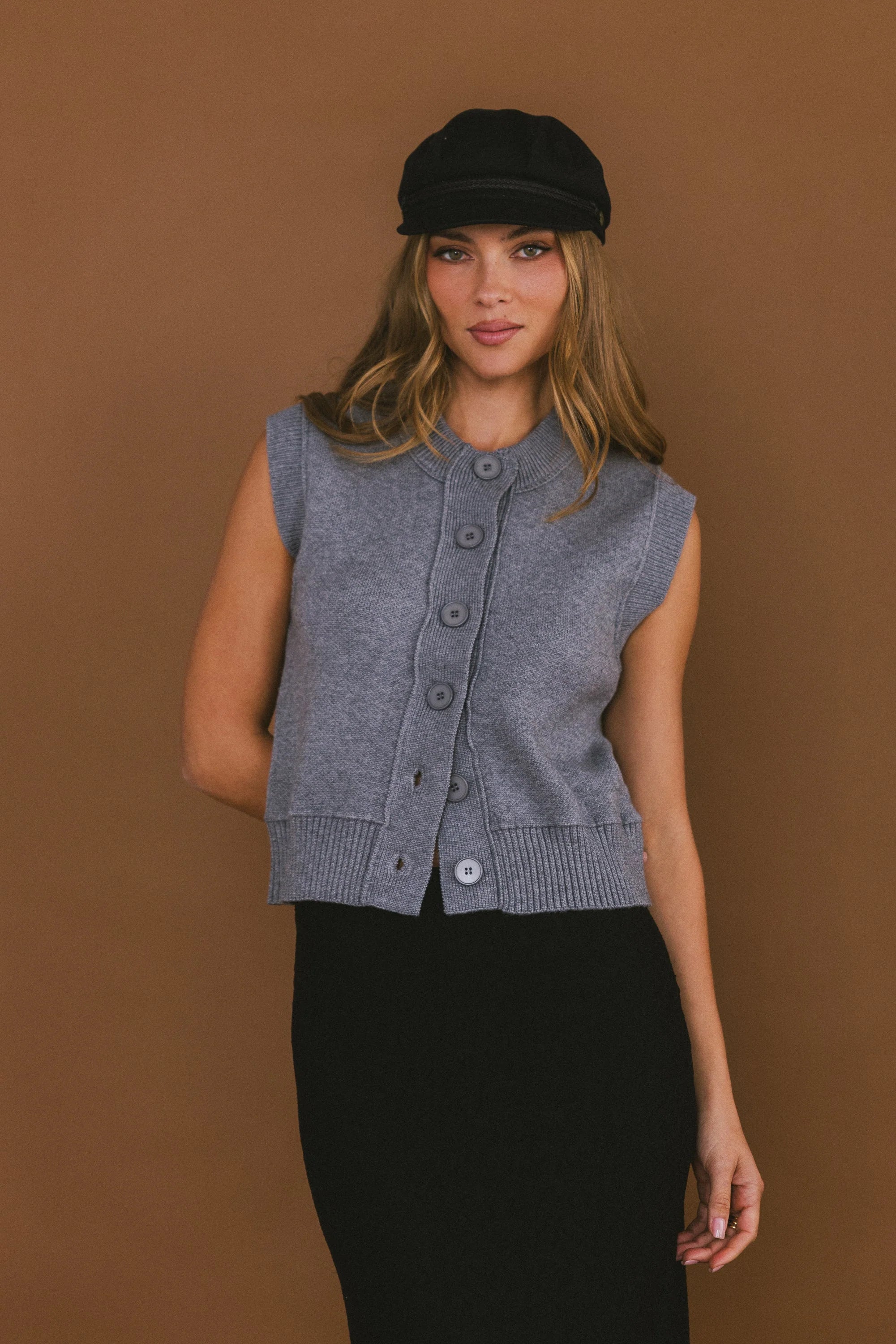 Tori Sweater Vest in Grey FINAL SALE