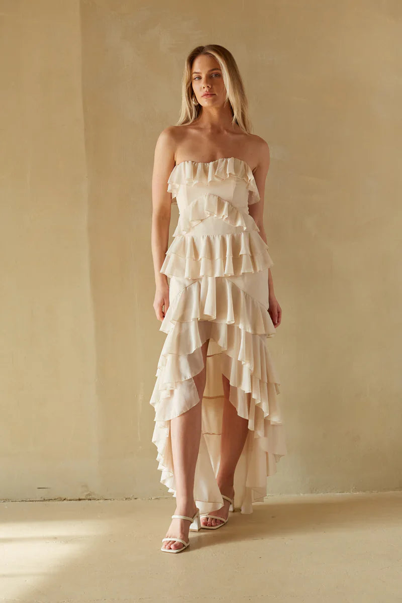 Clementine High Low Ruffle Maxi Dress
