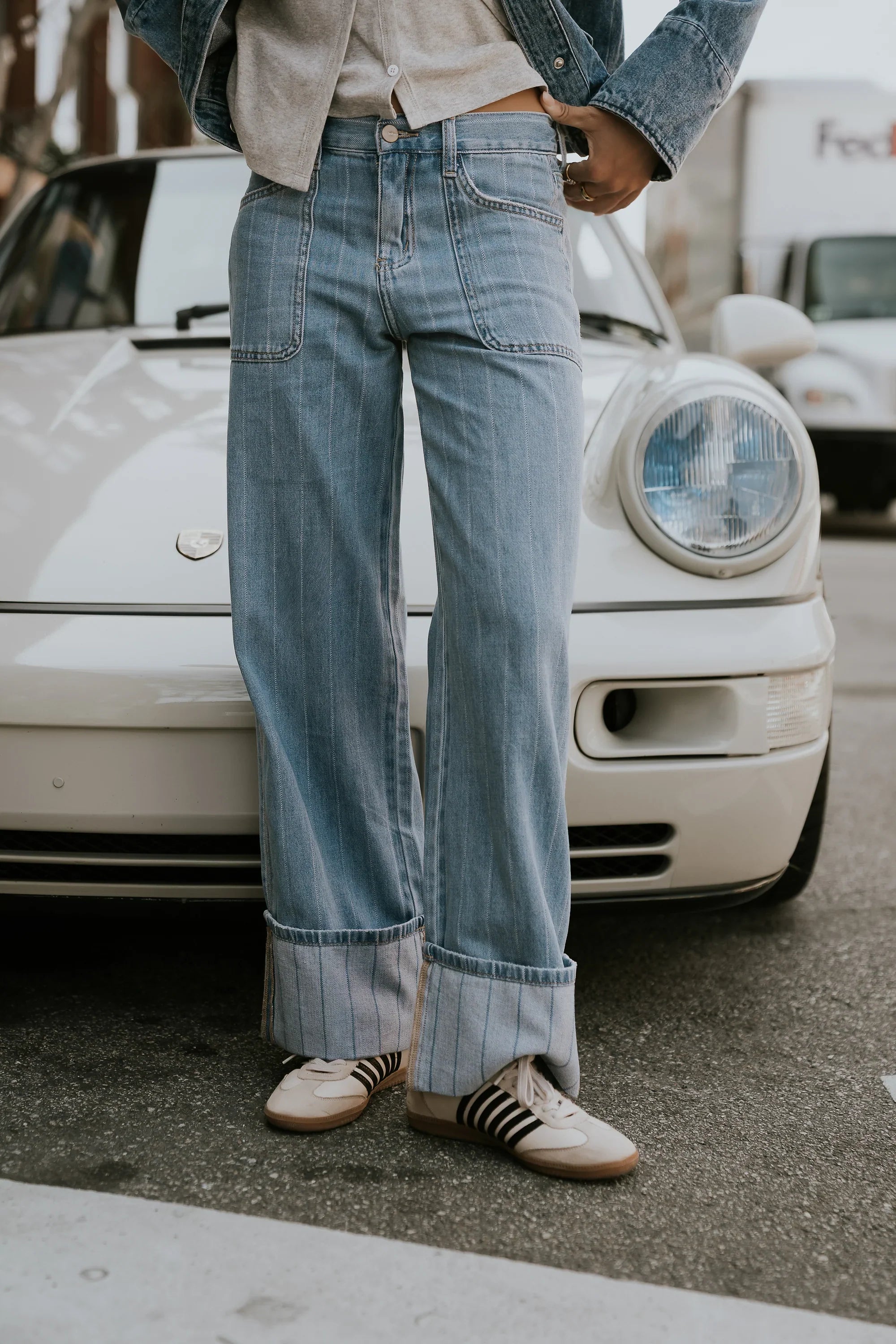Mckell Cuffed Wide Leg Jeans