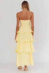 Heather Maxi Dress Tiered Ruffle Maxi Yellow