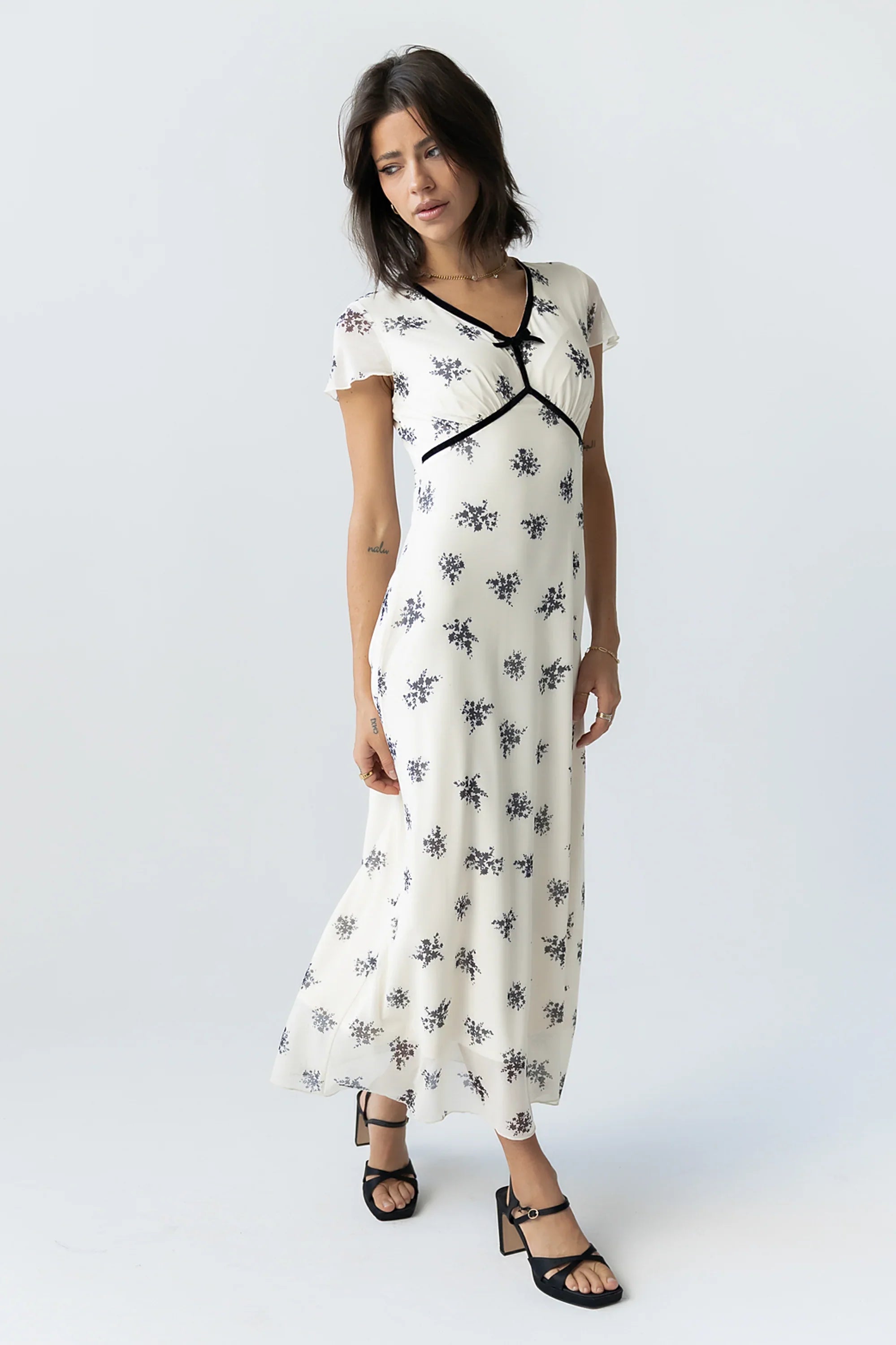 Neo Mesh Maxi Dress in Ivory