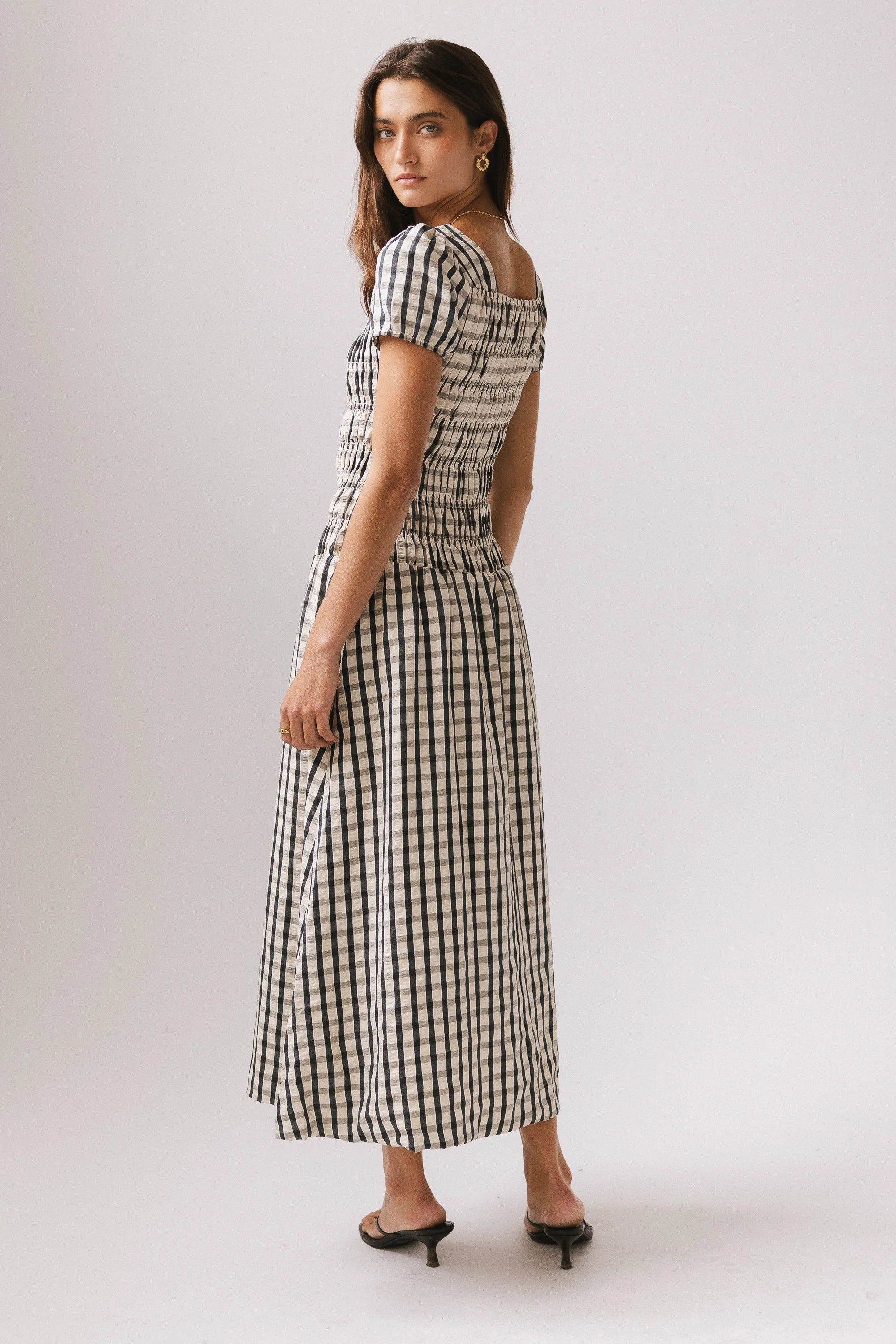 Erin Smocked Maxi Dress in Navy