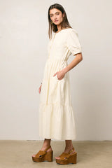 Finey Button Front Maxi Dress in Cream FINAL SALE