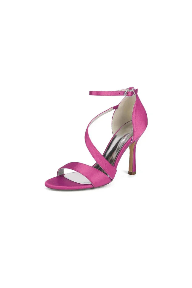Ankle Strap Satin Stiletto Sandals