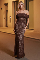 Dulce Lace Maxi Dress Chocolate