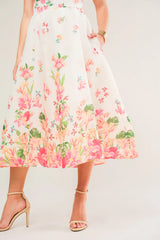 BRUNCH BOUQUET STRAPLESS FLORAL MIDI DRESS