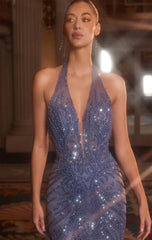 Kingston Gown Halter Beaded Mermaid Evening Dress