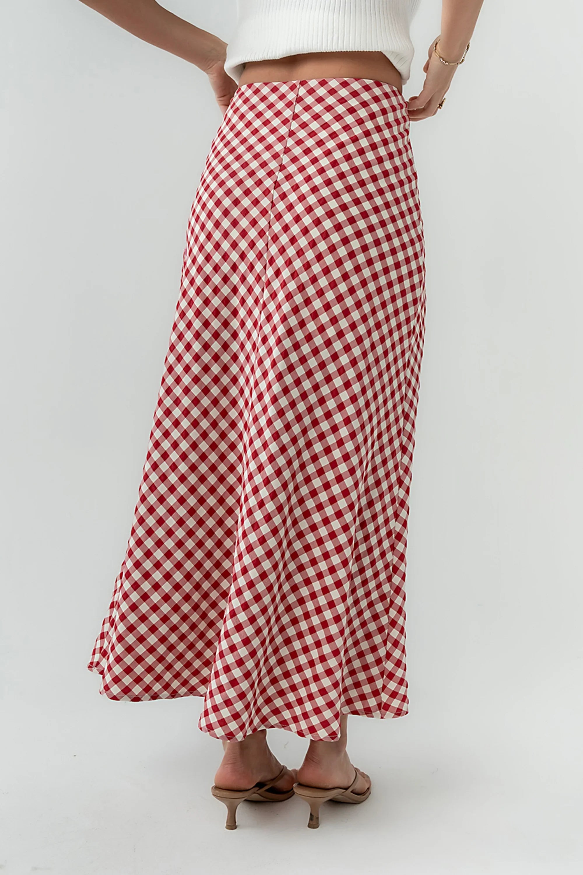 Posie Gingham Maxi Skirt in Red