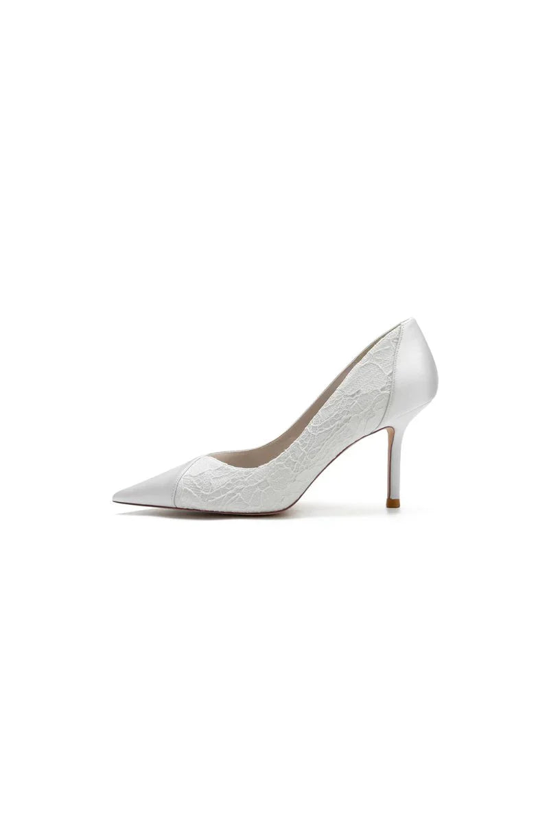 Stiletto Pointy Heels Lace Wedding Shoes
