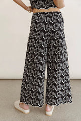 Perrie Floral Wide Leg Pants in Black FINAL SALE