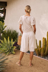 Molly Embroidered Shorts in White