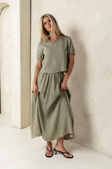 Elani Maxi Skirt in Olive FINAL SALE
