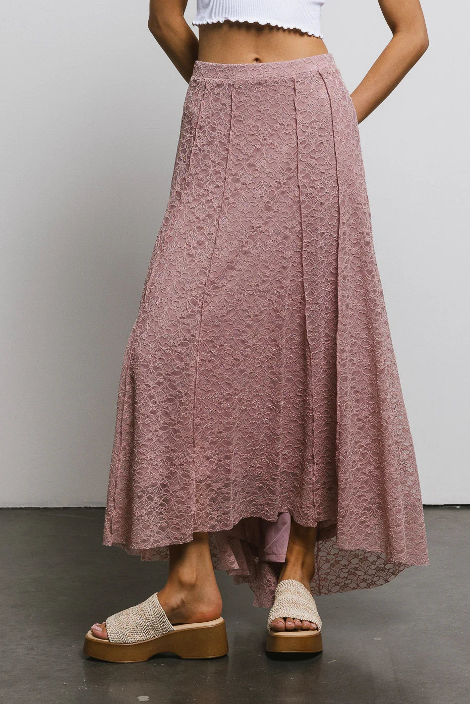 Eliza Lace Skirt in Rose FINAL SALE