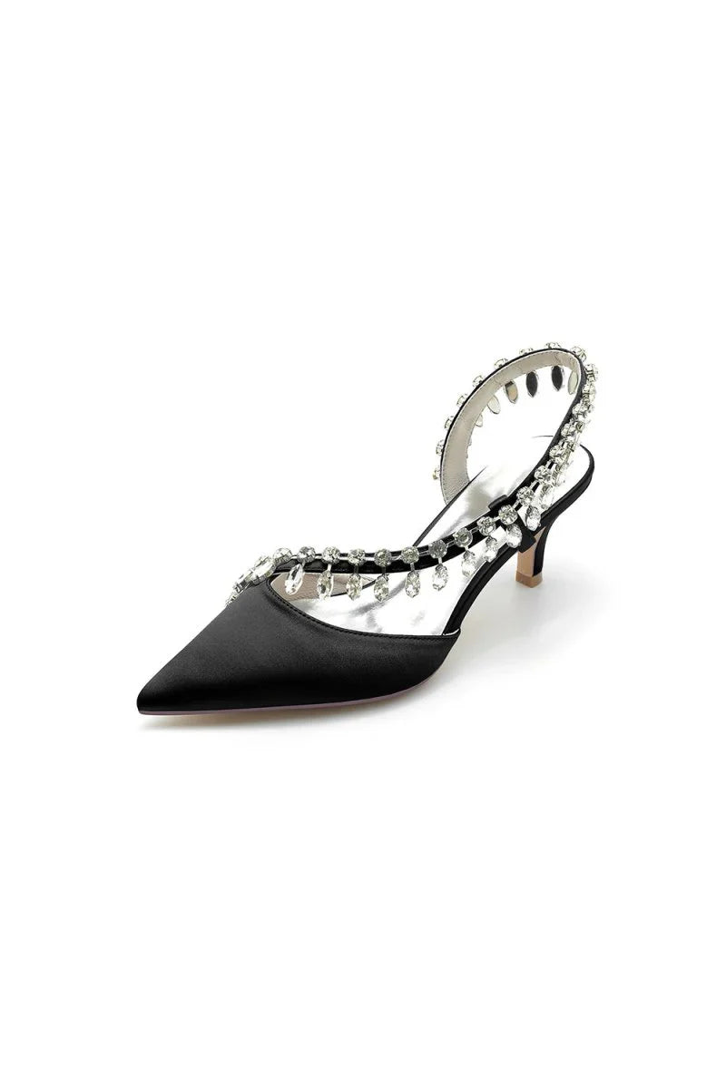 Rhinestone Beaded Pointed Toe High Heels