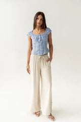 Briana Button Up Top in Blue