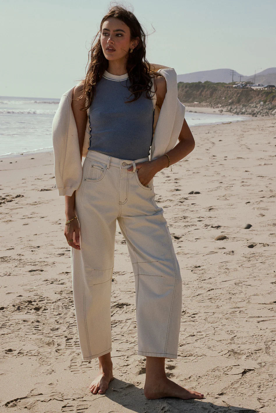 Lisette Barrel Jeans in Cream FINAL SALE