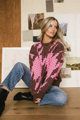 Felicity Abstract Sweater in Pink FINAL SALE