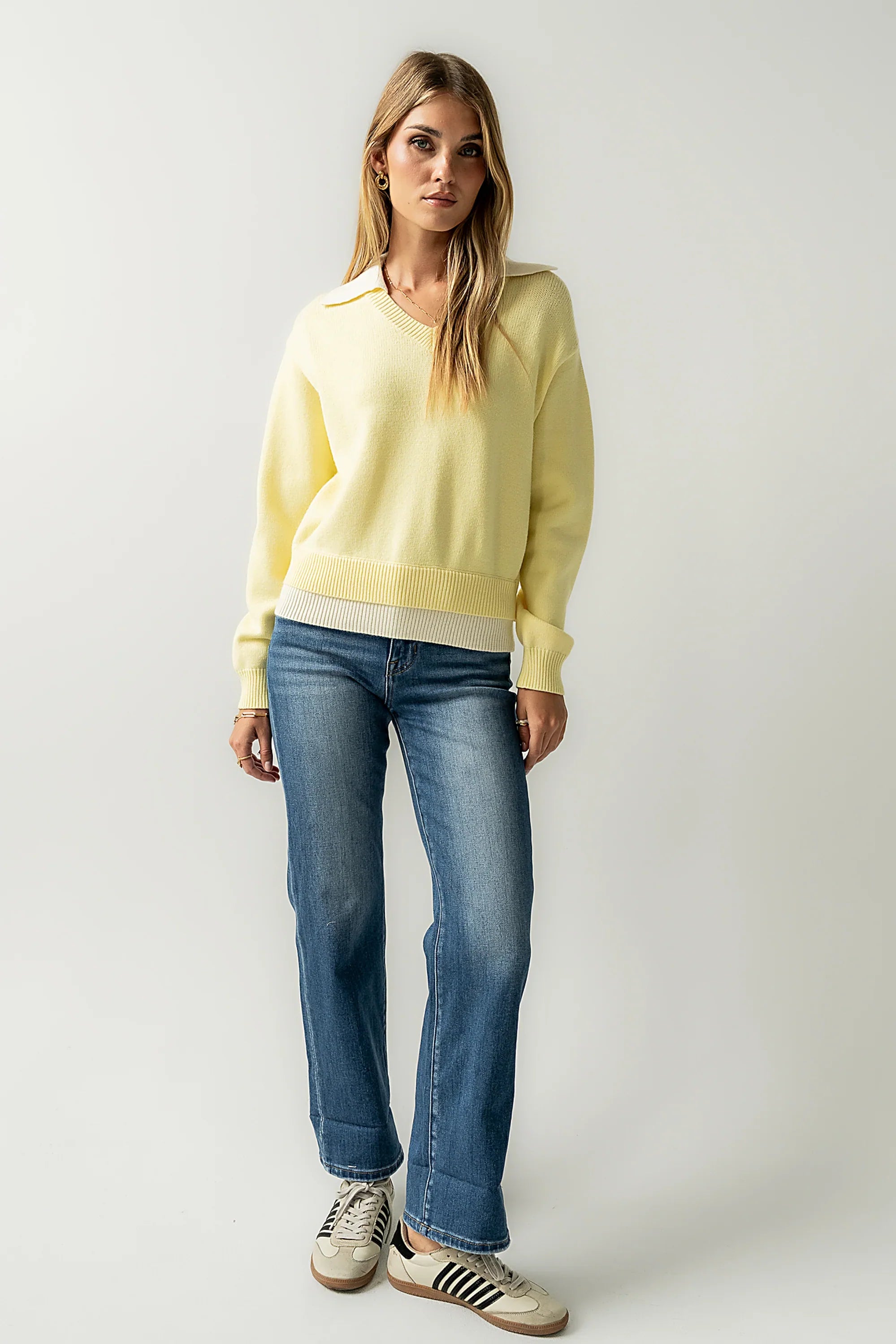 Pattie Collared Sweater in Yellow