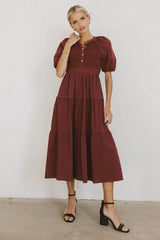 Leandra Midi Dress in Burgundy FINAL SALE
