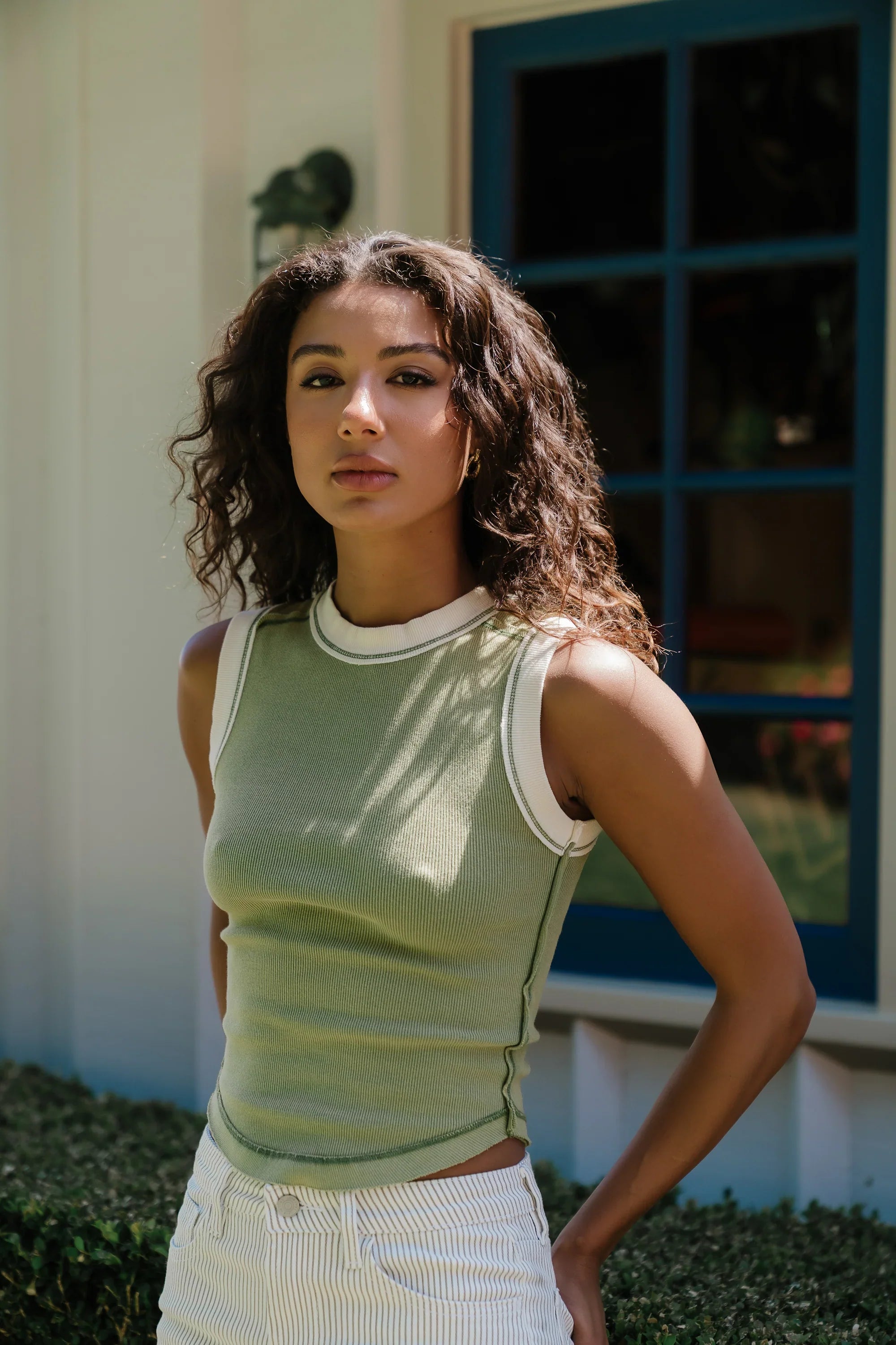 Lilah Reverse Seam Tank in Green