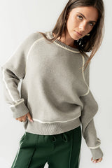 Kenna Contrast Sweater in Heather Grey