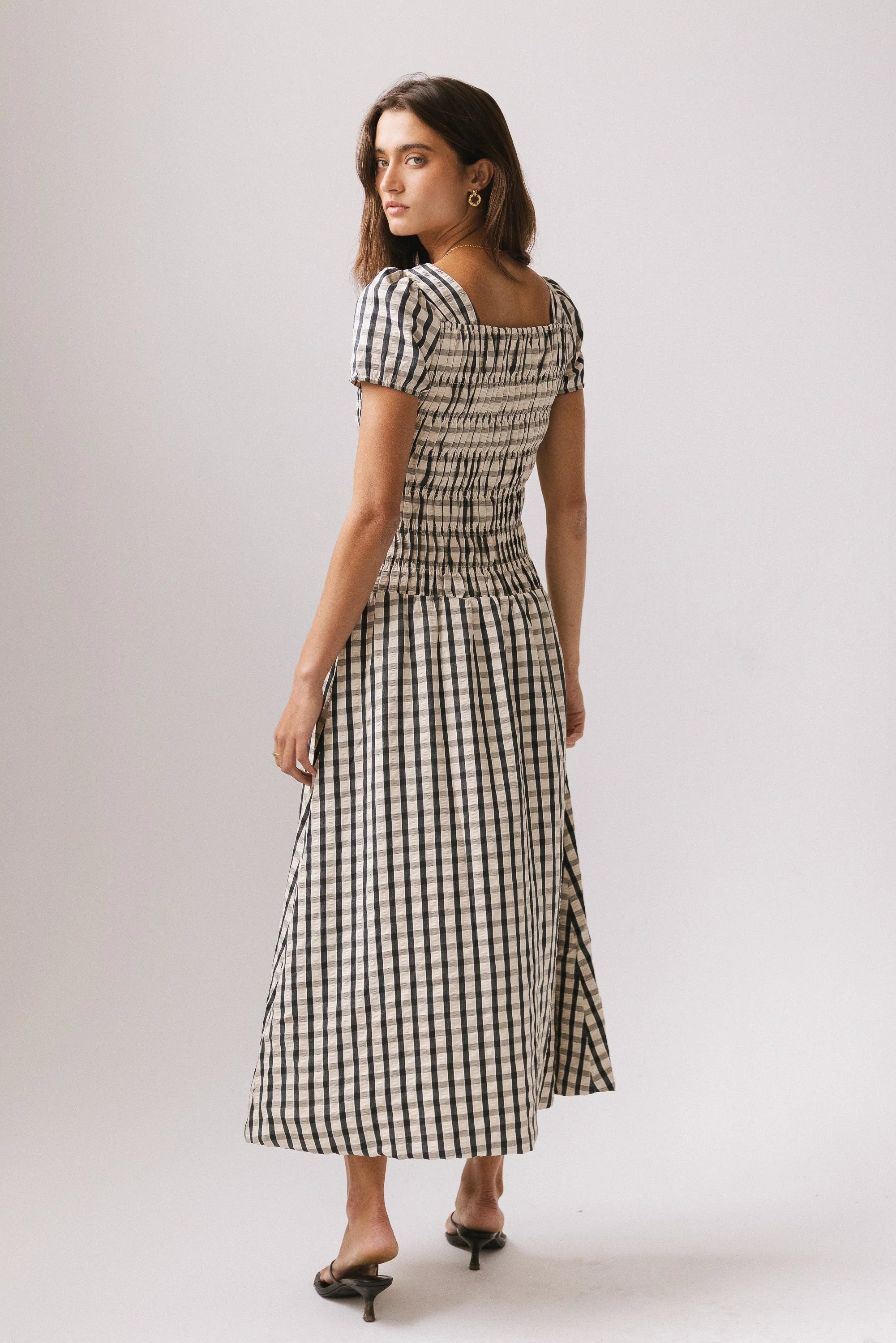 Erin Smocked Maxi Dress in Navy