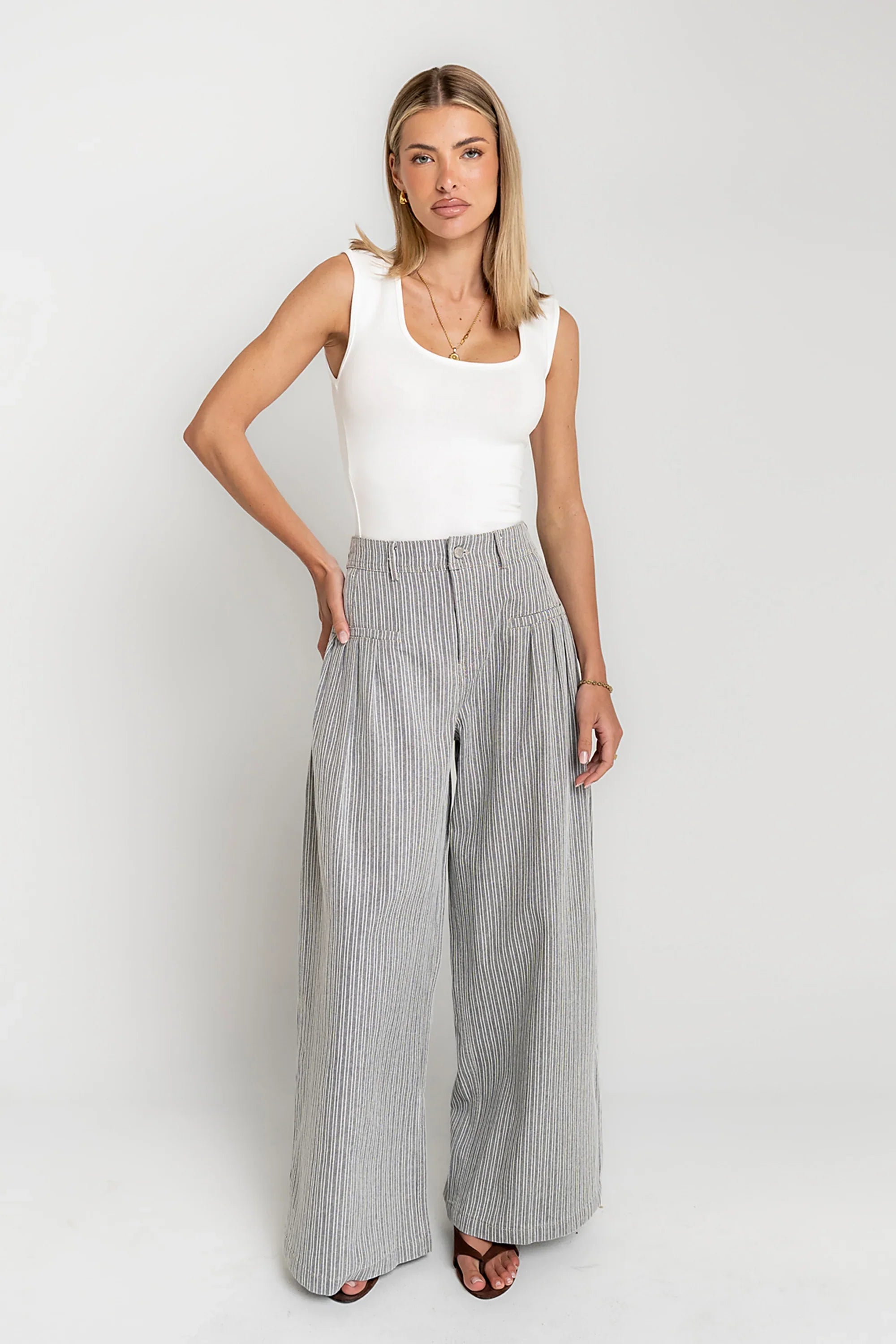 Karol Striped Wide Leg Pants