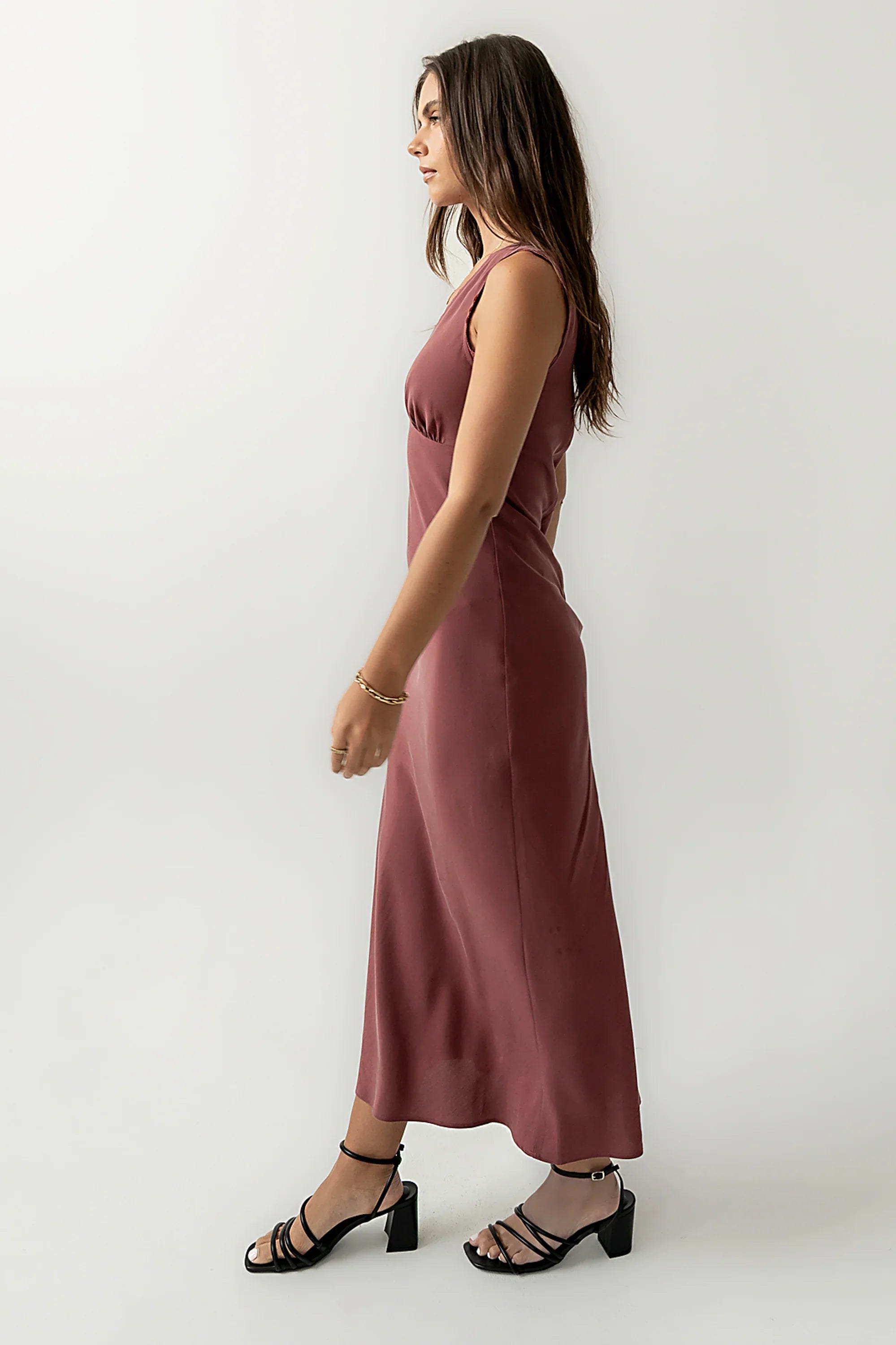 Hailey Lace Trim Maxi Dress in Marsala FINAL SALE