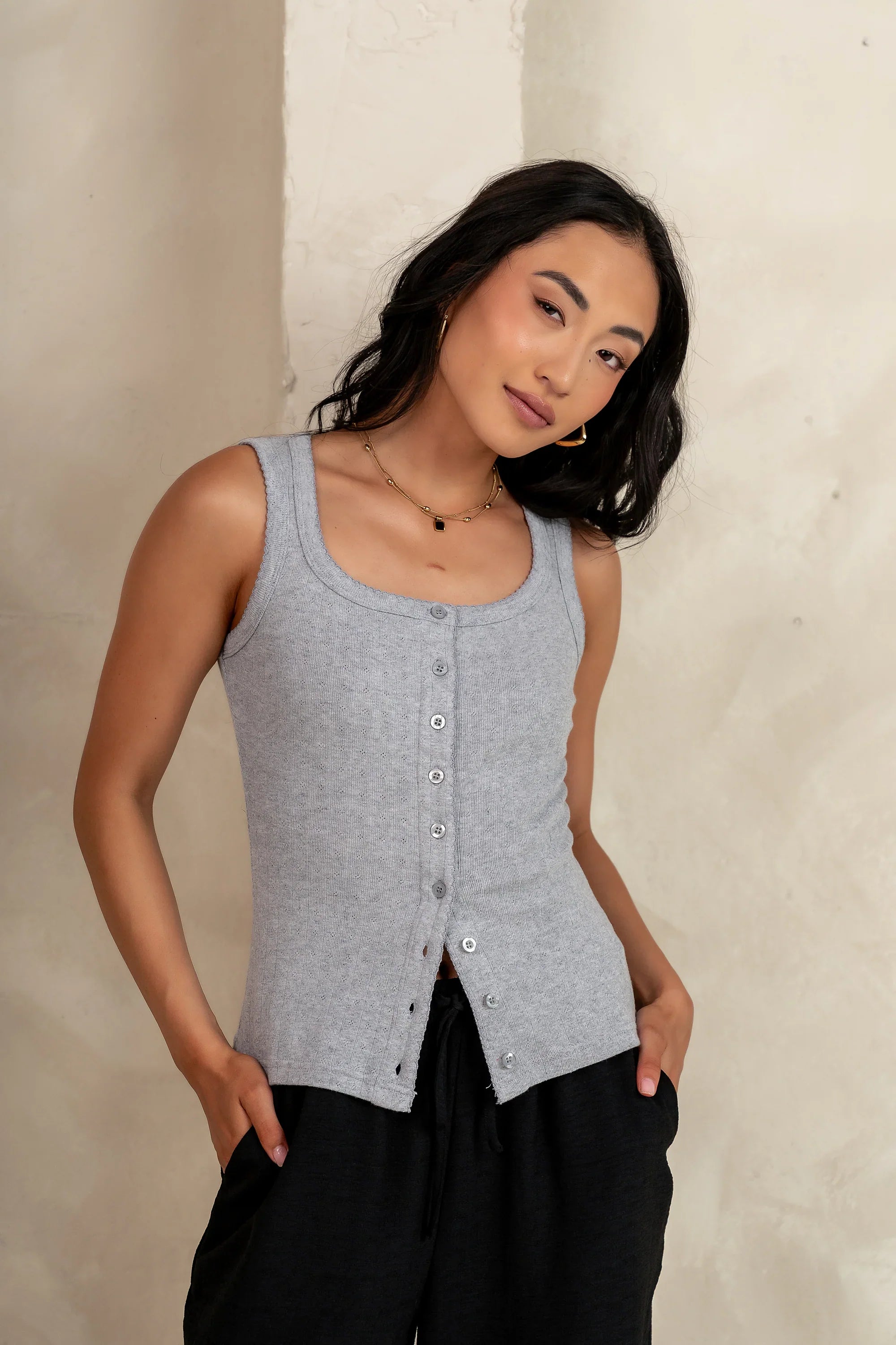 Apollo Knit Tank Top in Grey