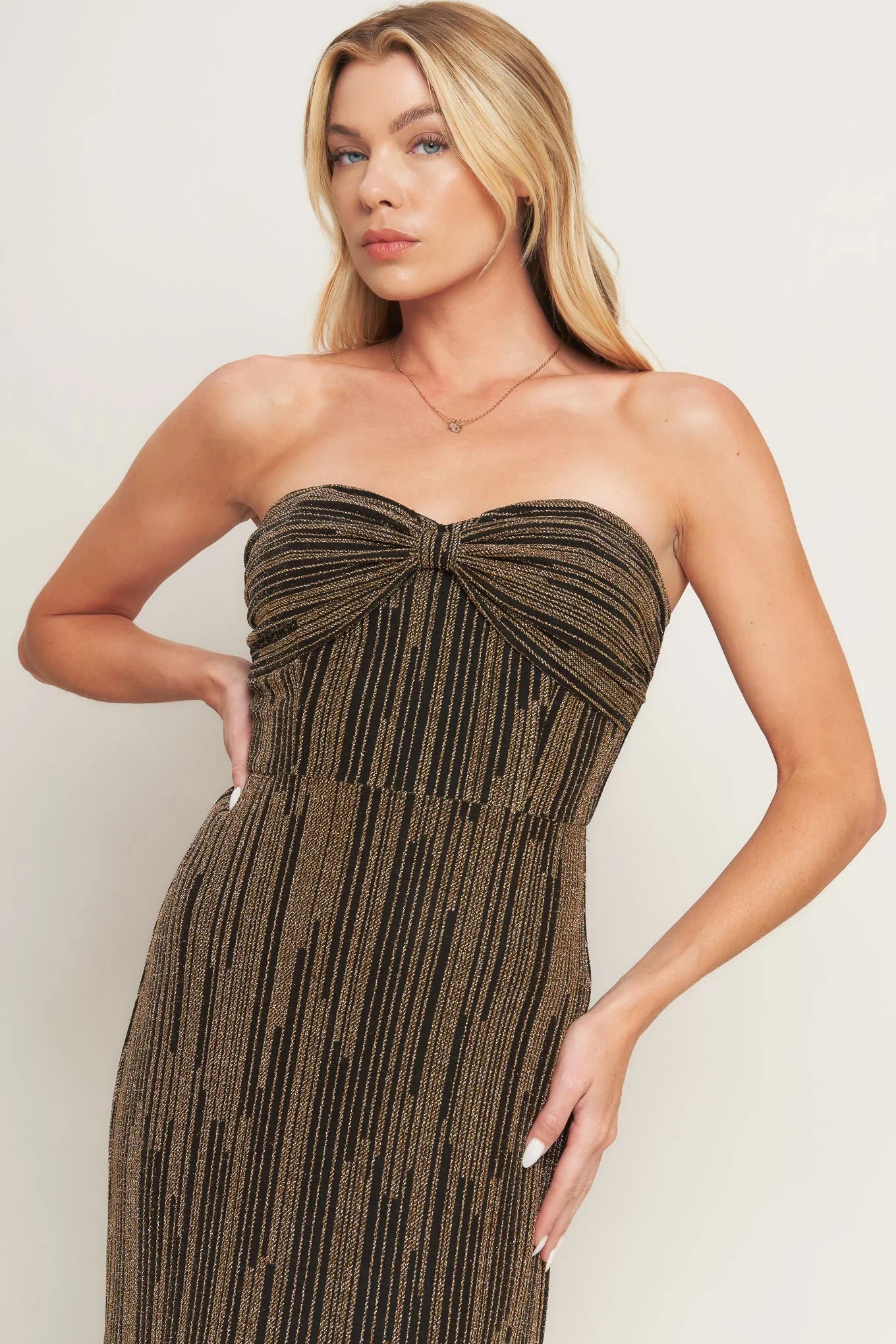 SACRED PROMISES METALLIC MAXI DRESS