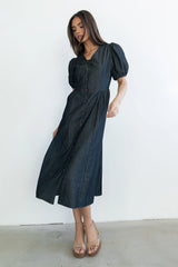 Conley Pinstripe Midi Dress in Black