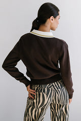 Justine Collared Sweater in Brown